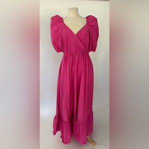 Barbie pink ruffle sleeve maxi dress